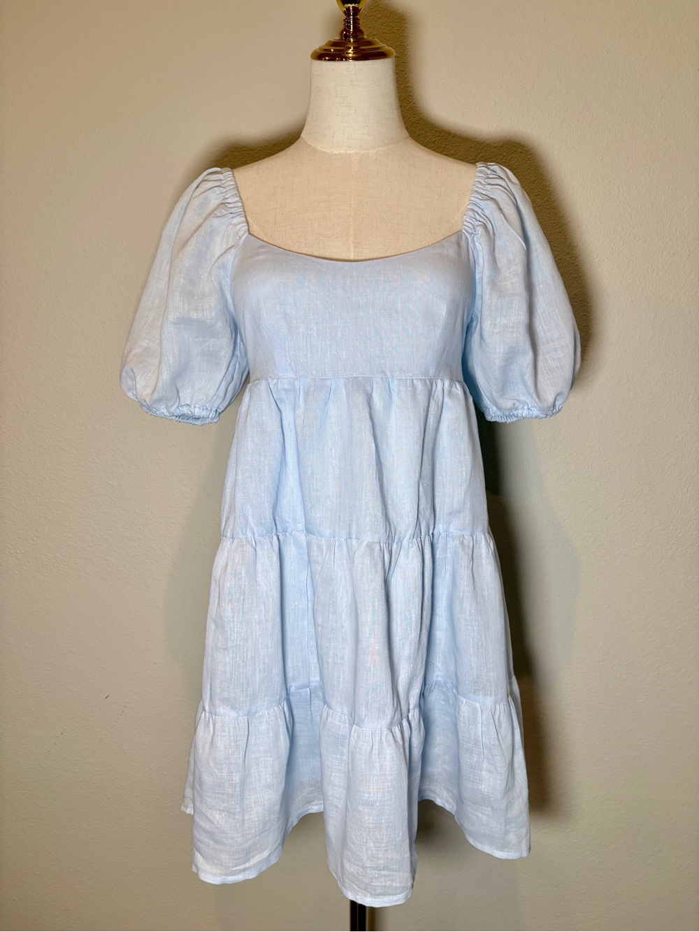 NIA Silvana Blue Tiered Ruffle Mini Dress Size XS